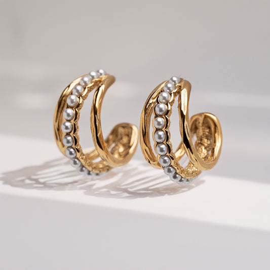 Althea Open Pearl Hoop Earrings