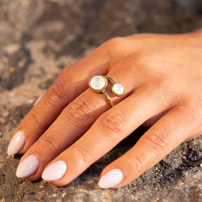 Aurea Ring | Adjustable Open Zircon Ring in 18K PVD Gold