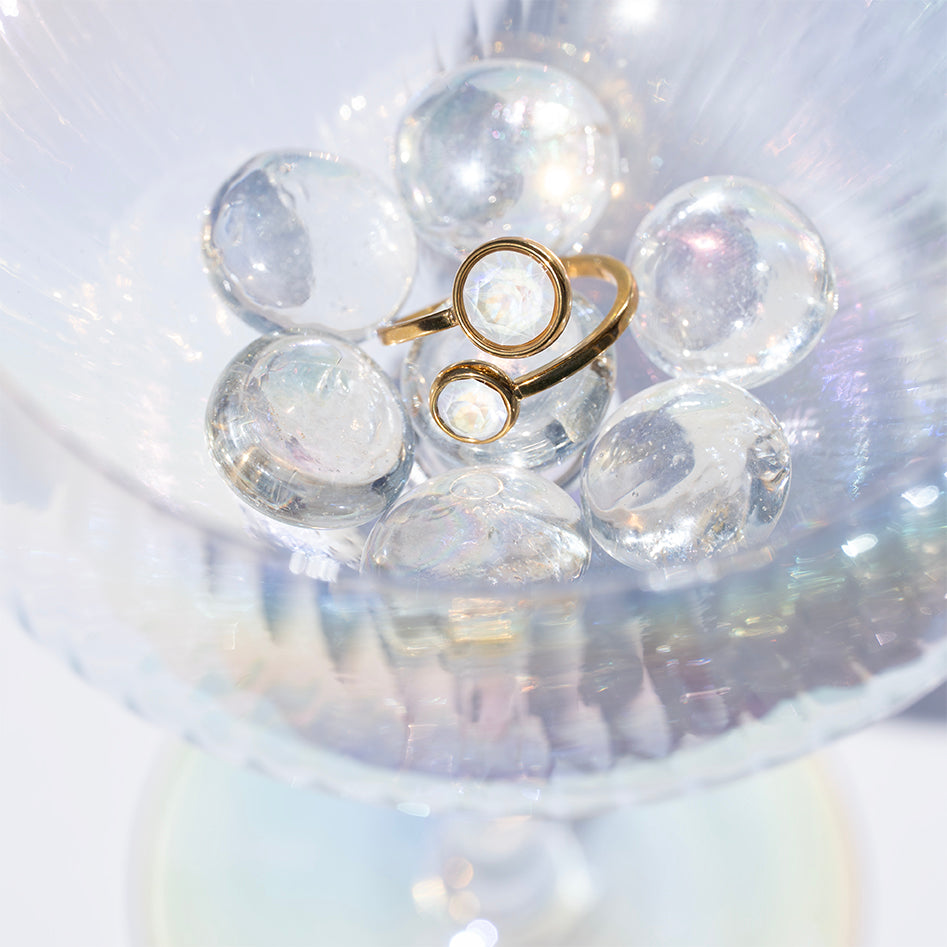 Aurea Ring | Adjustable Open Zircon Ring in 18K PVD Gold