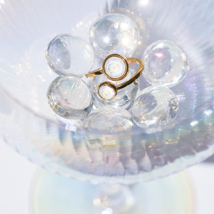 Aurea Ring | Adjustable Open Zircon Ring in 18K PVD Gold