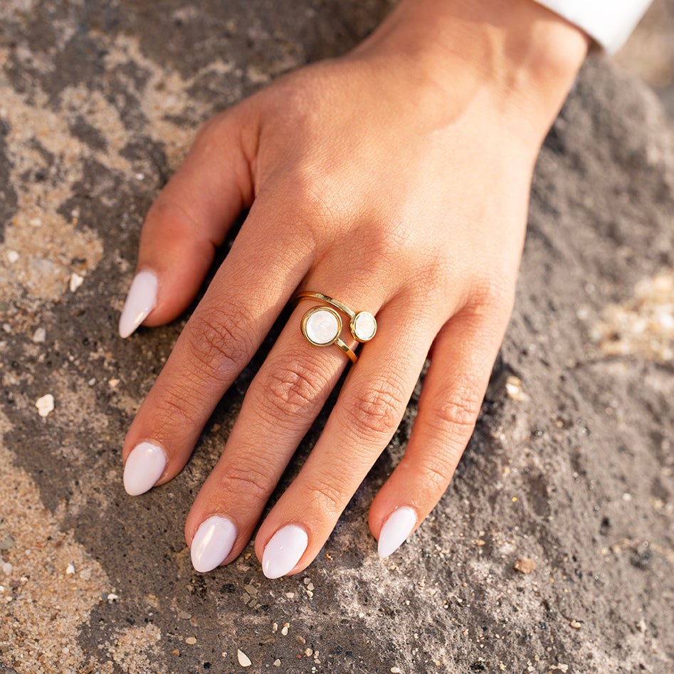 Aurea Ring | Adjustable Open Zircon Ring in 18K PVD Gold