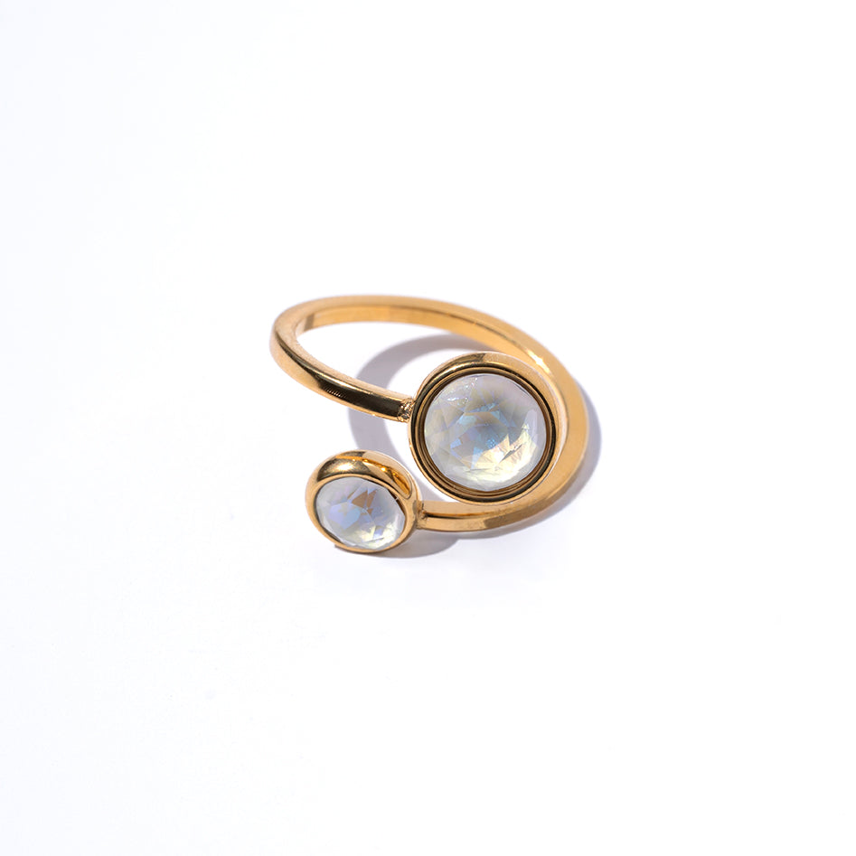 Aurea Ring | Adjustable Open Zircon Ring in 18K PVD Gold