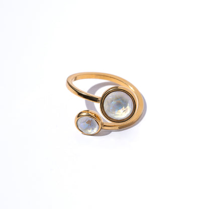 Aurea Ring | Adjustable Open Zircon Ring in 18K PVD Gold