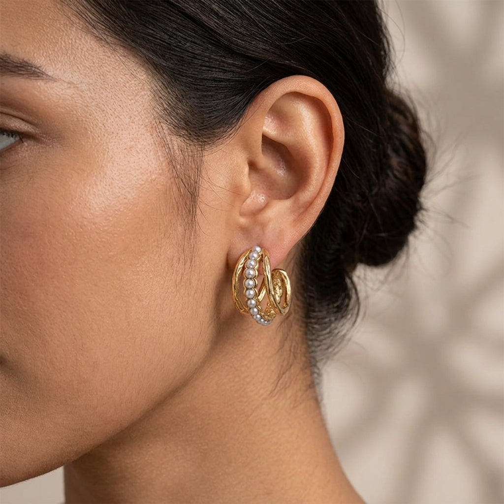 Althea Open Pearl Hoop oorbellen